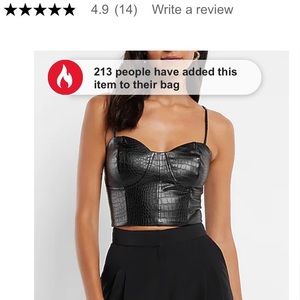 🔥Express Body Contour Croc Faux Leather Corset Cropped Top